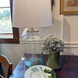 Custom lamp with linen shade
